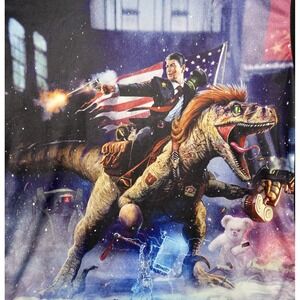 American AF Patriotic T-Shirt Ronald Reagan Riding A Dinosaur‎ USA Mens XL